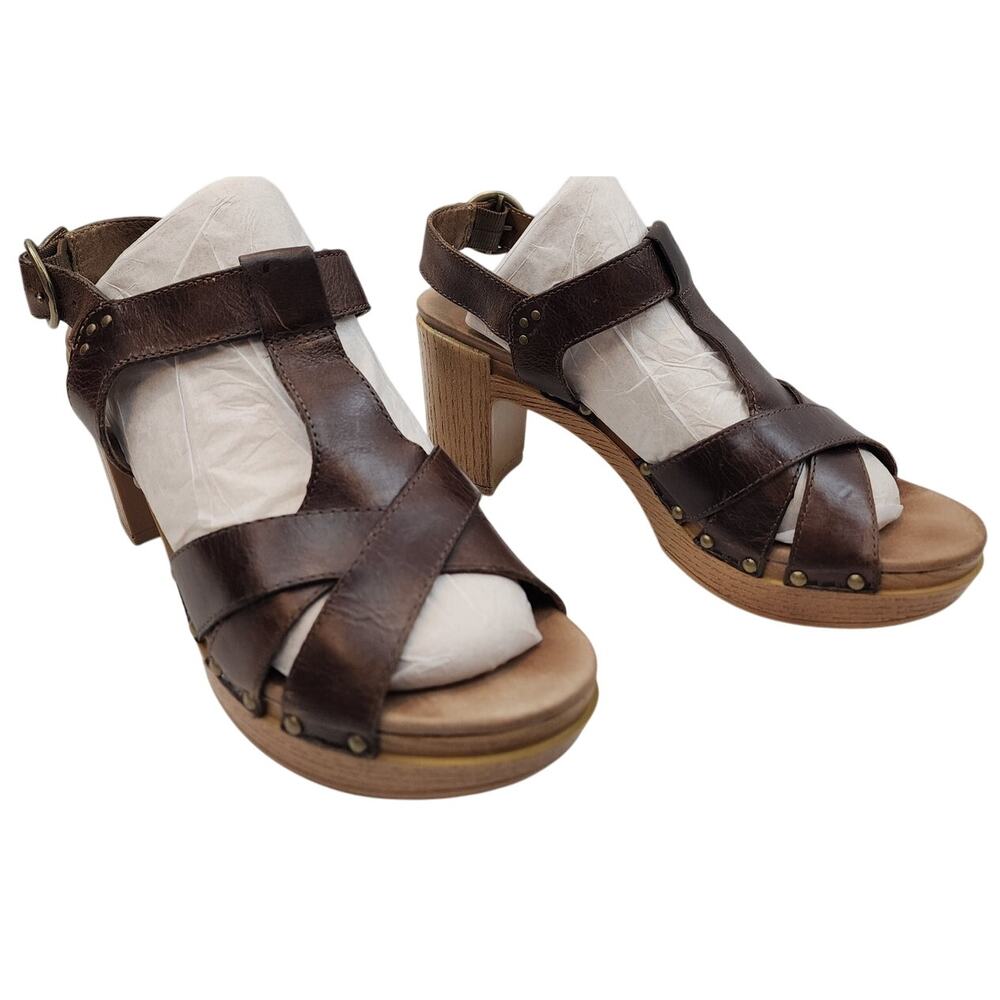 Dansko Brown Daniela Strappy Chunky Heel Platform Sandal Women Sz 8–Gently Used